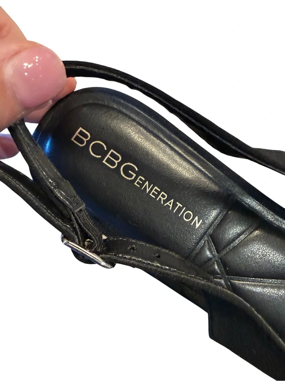 BCBGeneration Black Pointed Slingback Flats with Crystal Bow Womens Size 7 NWOT